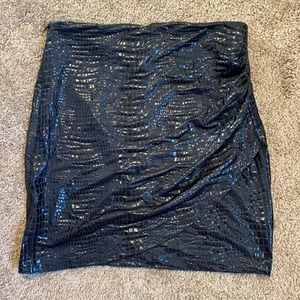 Snake print pleather mini skirt